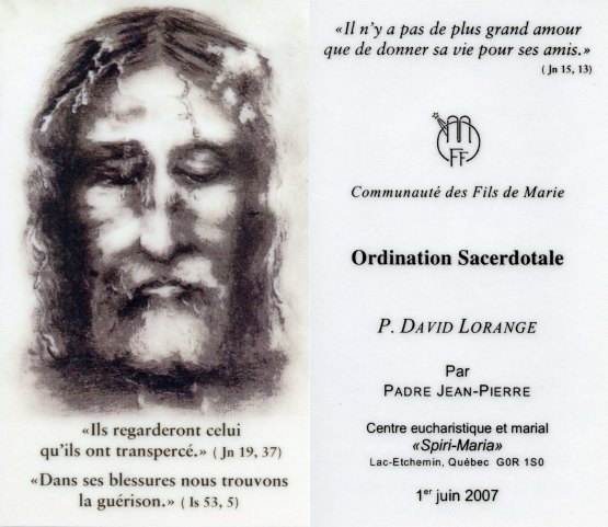 Image-souvenir ordination sacerdotale (recto-verso)